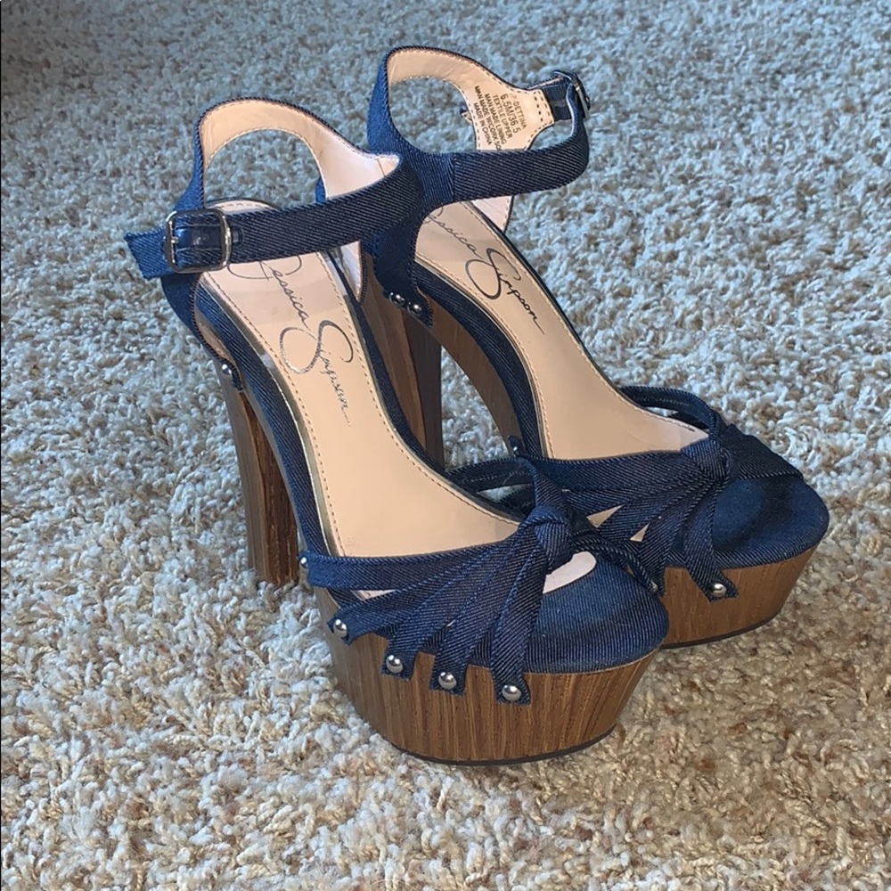 Denim heels